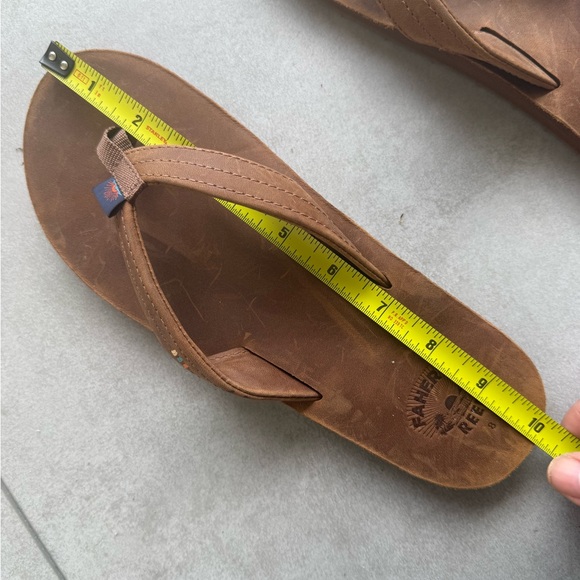 Faherty Reef Brown Leather Flip Flops sz8 - Picture 11 of 12